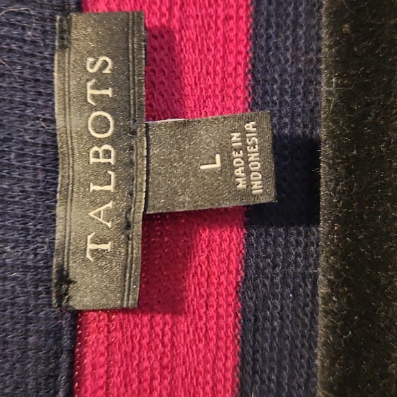 Talbots L top, raspberry/navy stripe - Picture 4 of 10
